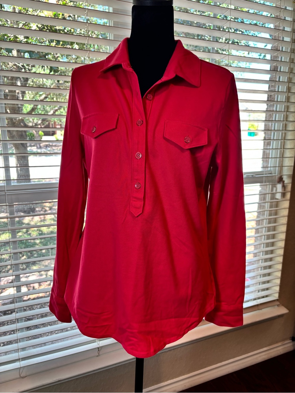Talbot Women’s Classic Long-Sleeve Polo Shirt in Hot Pink 1X